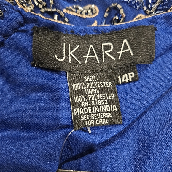 Women’s Formal Dress Size 14 P JKara Gown Beaded Sequins Floral Short Sleeve - Picture 5 of 11